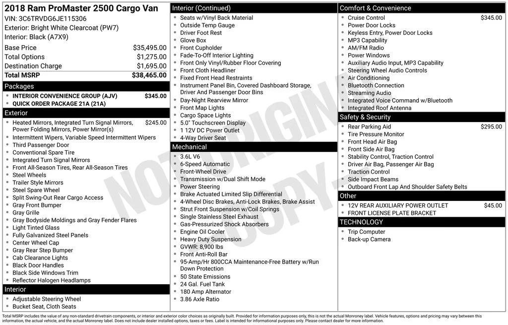 ram promaster cargo van 2018 3C6TRVDG6JE115306 image ram promaster cargo van 2018 3C6TRVDG6JE115306 image